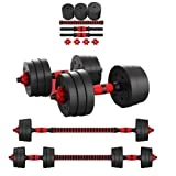 Perpetual Kit de Mancuernas Regulables de 20KG - Juego de Pesas Ajustables para Musculación y Entrenamiento de Fuerza - Barra Conectora - Gimnasio en Casa - Dumbbell Set - Hombre/Mujer Principiantes