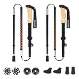 BLUEVER Bastones de Senderismo 2pcs,Bastones Trekking Plegables 115-135cm,Palos Trekking Aluminio 7075,EVA Bastones Marcha Nordica para Hombre y Mujer,Poles Montaña Alpinismo, Asfalto(Naranja)
