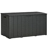 Outsunny Baúl de Almacenamiento Exterior 366L Arcón para Jardín de Plástico de Doble Pared con Ruedas y Asas para Terraza Patio Carga 100 kg 122,4x62x64,5 cm Negro