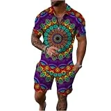 Mens Youth Vneck Polo Shirt and Beach Shorts Suit Summer Short Sleeve T-Shirts Short Pants Suit Casual Sweatshirt M