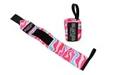 RELENTLESS SPORTS AND FITNESS - Muñequeras rosa y verde - Correa para el pulgar - Estándar profesional resistente - Levantamiento de pesas, levantamiento de potencia, crossfit muñeca apoyada - 2