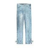 Jeans para Hombres Color sólido clásico Diseño Retro Moda Versátiles Jeans Rayas de Moda Personalizadas Empalme Casual Jeans Rectos Lavados Sueltos L