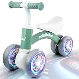 HappyGoLucky Bicicleta sin Pedales Niños 1 2 3 Años, Juguete Niños 1 Año Bici Bebe con Cuatro Ruedas Luminosas Regalo Bebe Pimera Correpasillos para Niños y Niñas como Regalo Cumpleaños Navidad