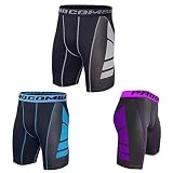 Pantalones Cortos de Compresión 3 Piezas Mallas Cortas Running Hombre Pantalones Cortos de Compresión para Deporte, Fitness, Gym Pantalones Cortos Deportivos