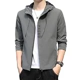 OWLKAY Men'S Jacket Casual Hooded Men'S Fashion Transitional Jacket Slim Fit Men'S Classic All-Match Zip Jacket Simplicity Solid Color Trend Men'S Work Jacket A-Green M
