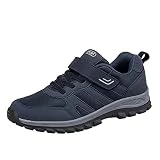 LOIJMK Zapatos de caminar al aire libre para hombre, zapatos casuales para hombres con cierre de velcro, antideslizante y tacón de cuña, soporte de arco del pie, zapatos de senderismo para hombre con