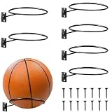 6 Piezas Soporte de Pared para Balones de Exhibición,Soporte de Pared de Bola Montada,Universal Soporte de Pelota de Metal,Soportes de Almacenamiento de Pelotas para Baloncesto,Rugby,Voleibol,Fútbol