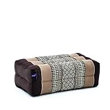 LEEWADEE Bloque de Yoga pequeño – Cojín Alargado para Pilates y meditación, cojín para el Suelo Hecho de kapok Natural, 35 x 18 x 12 cm, Marrón