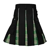 Falda escocesa para hombre, falda tradicional para hombre, falda gótica, punk, a cuadros, disfraz de hombre, empalme escocés, ropa de calle clásica, faldas con bolsillos, faldas plisadas, verde, XXXL