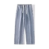 Jeans para Hombre Retro Old Design Jeans versátiles Trendy Drawstring Fashion Casual Relaxed Handsome Handsome Versatile Washed Wide Leg Jeans 3XL