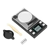 Báscula Electrónica Digital Mini LCD 0,001 G Báscula Electrónica Digital Portátil de Alta Precisión con Bandeja Y Clip Báscula de Joyería de Alta Precisión con Pantalla LCD(50g/0,001g)