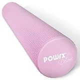 POWRX Rodillo pilates de espuma EVA 90 x 15 cm - Foam roller para Masaje muscular, Trigger point y Rehabilitación - Ideal para entrenamiento en casa y gimnasio + PDF workout (Pink)