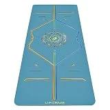 Liforme Esterilla de yoga de viaje impresa: bolsa de yoga gratis, sistema de alineación patentado, agarre tipo guerrero, antideslizante, ecológica y biodegradable, ultraligera, resistente al sudor,