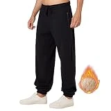 ineepor Pantalon Chandal Hombre Deportivos Hombres Pantalones Forro Polar Baggy Holgados Invierno Termico Sherpa Jogger Sweatpants con Bolsillos de Cremallera