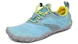 SAGUARO Mujer Barefoot Zapatillas de Trail Running Zapatos Minimalista de Deporte Cómodas Ligeras Calzado de Correr en Montaña, Cielo Azul 37 EU