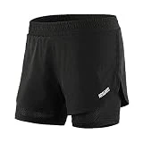 Lixada Mujeres Pantalónes Cortos Deportivos 2-en-6 Transpirable Pantalones+Secado Rápido para de Running Fitness Yoga