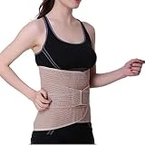Soporte de espalda, soporte total de espalda, cinturón de soporte lumbar para mujeres, hombres, adolescentes, cinturón de entrenamiento de cintura ajustable para aliviar el dolor,L,Beige