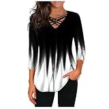 Camisetas de yoga para mujer, manga 3/4, cuello en V, sudaderas de fitness, color degradado, blusas sueltas para mujer, camisetas elásticas, holgadas, casuales, ropa deportiva, blanco, XXXXXL