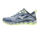 Mizuno Wave Mujin 8 (W), Zapatillas de Trail Running Mujer, Troposphere/White/NeoLime, 38.5 EU