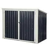 COSTWAY Cobertizo de Jardín de Exterior 173 x 97x 134Centímetros Caja de Almacenamiento Caseta de Herramienta de Metal (Gris Oscuro/Negro)