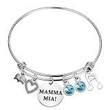 Pulsera musical Mamma, regalo para fans de mamma, joyería de teatro musical, regalo para fanáticos musicales, S, Acero inoxidable