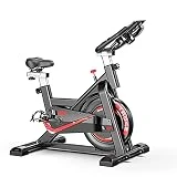 FitnessTech - Bicicleta Spinning Saman - Bicicleta Indoor con Volante de Inercia y Pantalla LCD con Pulsómetro -