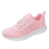Sandalia Mujer Cuero Verano Ocio Mujeres con Cordones Suela Suave Zapatos Cómodos al Aire Libre Malla Zapatos Correr Moda Deporte Transpirable Zapatillas Zapato Botín Cuero, rosa, 42 EU