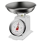 Báscula Cocina Analógica Silvano, Balanza de Alimentos Multifuncional, Diseño Retro, Alta Precision, Capacidad Máxima de 5 Kg, Cuenco de Acero Inoxidable Incluido, Limpieza Sencilla