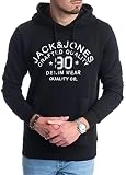 JACK & JONES Sudadera con capucha para hombre - Tallas S a 3XL - Variedad de diseños y colores para hombres conscientes de la moda, Black Mika 6, L