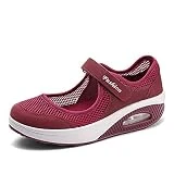 Sandalias para Mujer Malla Zapatos para Caminar Zapatillas De Deporte Respirado Ligero Deporte Running Zapatillas Sacudir Casual Talla 35-42 Zapatos de Deporte Mocasines Negros Verano,Rojo Talla 42