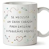 MUGFFINS Tazas para PROFESOR - En Español - Pequeñas mentes - 11 oz / 330 ml - Regalo original y divertido