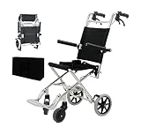 UPJAKS Silla de Ruedas para Ancianos, Plegable, Liviana, con Marco de Aluminio, Silla de Transporte de Viaje con Frenos de Mano y Bolsa de Transporte para Personas Mayores y Adultos minusválidos
