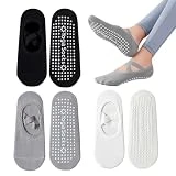 SKHAOVS 3 Pares Calcetines de Yoga, Pilates Calcetines Antideslizantes Socks Deportivos Mujer para Danza Yoga Pilates Ejercicio Interior Ballet Sports Fitness (3 Pares)