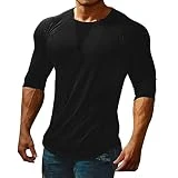 Camiseta de manga larga para hombre, corte holgado, monocolor, camiseta de manga larga, camiseta funcional de verano, deportiva, transpirable, informal, sudaderas resistentes para hombre, Negro , XXL