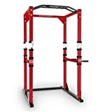 CAPITAL SPORTS Tremendour - Power Rack, Jaula de musculación, Gimnasio en casa, Cable de tracción, Pesos, Agarre múltiple, dominadas, Flexiones, Brazos, piernas, Press banca, Rojo