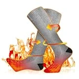 Calcetines Calefactables, Calentadores de Pies para Hombres y Mujeres, Batería Recargable 5V 4000mAh, 3 Ajustes de Calor, Heated Socks para Calefacción, Esquí, Baterías no incluidas ( Color : Gray , S