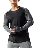 Hombre Camisetas de Running Ropa Corriendo de Manga Larga Secado rápido Reflectante 2101 Negro Hit Gris L