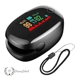 PrimeSelect - Pack 2 Pulsioximetro profesional medicion saturacion de oxigeno (SpO2), frecuencia cardiaca-Oximetro dedo profesional pantalla OLED y lectura instantánea-Pulsioximetro dedo Negro