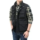 Adhdyuud Chaqueta sin mangas con múltiples bolsillos para hombre, Negro, XXXL