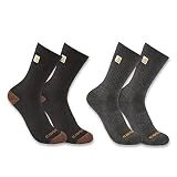 Carhartt Calcetines de peso medio con logotipo para hombre, paquete de 2, Multicolor 1, Large
