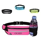 OLNID - Cinturón para Correr, Riñonera Running, Cinturón Deportiva Impermeable - Mujer/Hombre, Elástica, Transporable y Impermeable para Correr, Bicicleta (Rosa)