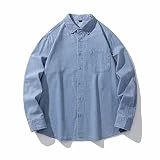 Camisa de Vaquero para Hombre, Informal, Holgada, de Color sólido, diseño de Personalidad Simple, Moda Bonita, Chaqueta de sección Delgada Lavada para Primavera M