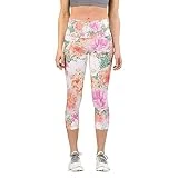 MNRIUOCII Leggings de Correr Pantalones de Pilates Florales para Yoga Pantalones de Yoga Personalizados con Impresión Recortada Pantalones Coloridos para Mujer Gimnasio Gluteos, Rosa, S