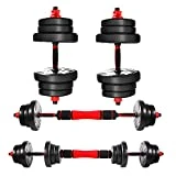 CCLIFE Juego Pesas 2en1, Mancuernas Ajustables con Barra de Conexion y Discos 20/30/40KG