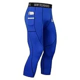 MEETWEE Leggings de compresión para Hombre 3/4, Mallas para Correr, Pantalones Deportivos Secos Frescos con Bolsillos Base Capa Inferior para Entrenamiento, Entrenamiento y Trotar