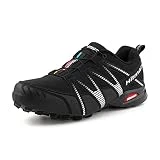 Zapatillas de Trail Running Hombre Mujer Zapatillas de Trekking Zapatos de Senderismo Ligero Antideslizantes AL Aire Libre Zapatos de Trail Running Deportes Negro-Blanco EU 39