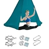 Yoga Aéreo,5 m de largo 2,8 m de ancho Hamaca antigravedad para yoga Hamaca Swing Pilates Set De Swing De Yoga Aéreo con 1500 libras de carga para Ejercicio de Inversión Pilates Gimnasia (Verde)