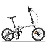 Bicicleta plegable para adultos, Bicicleta plegable de acero cromoly de 9 velocidades con freno de aceite, Bicicleta de ciudad ligera para ir al trabajo, fácil de instalar para adultos unisex, con fre