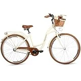 Goetze Style Vintage Retro Citybike - Bicicleta holandesa para mujer, ruedas de aluminio de 26 pulgadas, 1 marcha sin cambio, pedal de descenso, cesta con acolchado