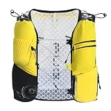 KAILAS KAILAS - Chaleco de hidratación para hombres y mujeres, 8 L, ligero, con dos frascos suaves para correr, senderismo, ciclismo, amarillo/negro